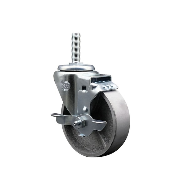 4 Inch Semi Steel Wheel Swivel 34 Inch Threaded Stem Caster with Brake SCC